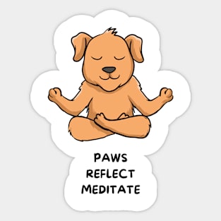 Animal Pun Dog Paws Reflect Meditate Sticker